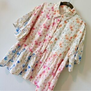 Entro NWT Floral Multicolor Button Down Blouse (Small)